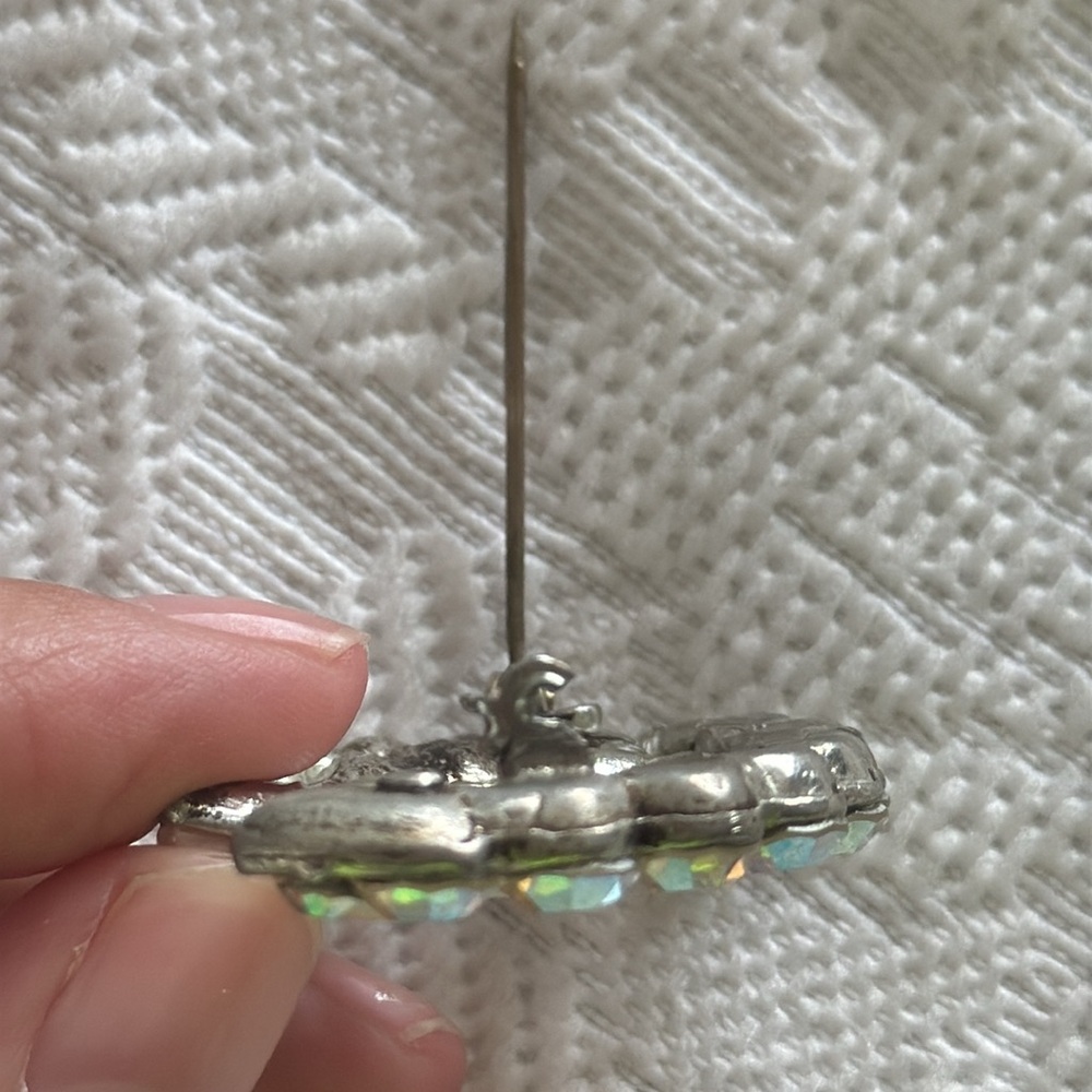 Vintage 50βs Aurora Borealis and Moonstone Brooch - Picture 4 of 6